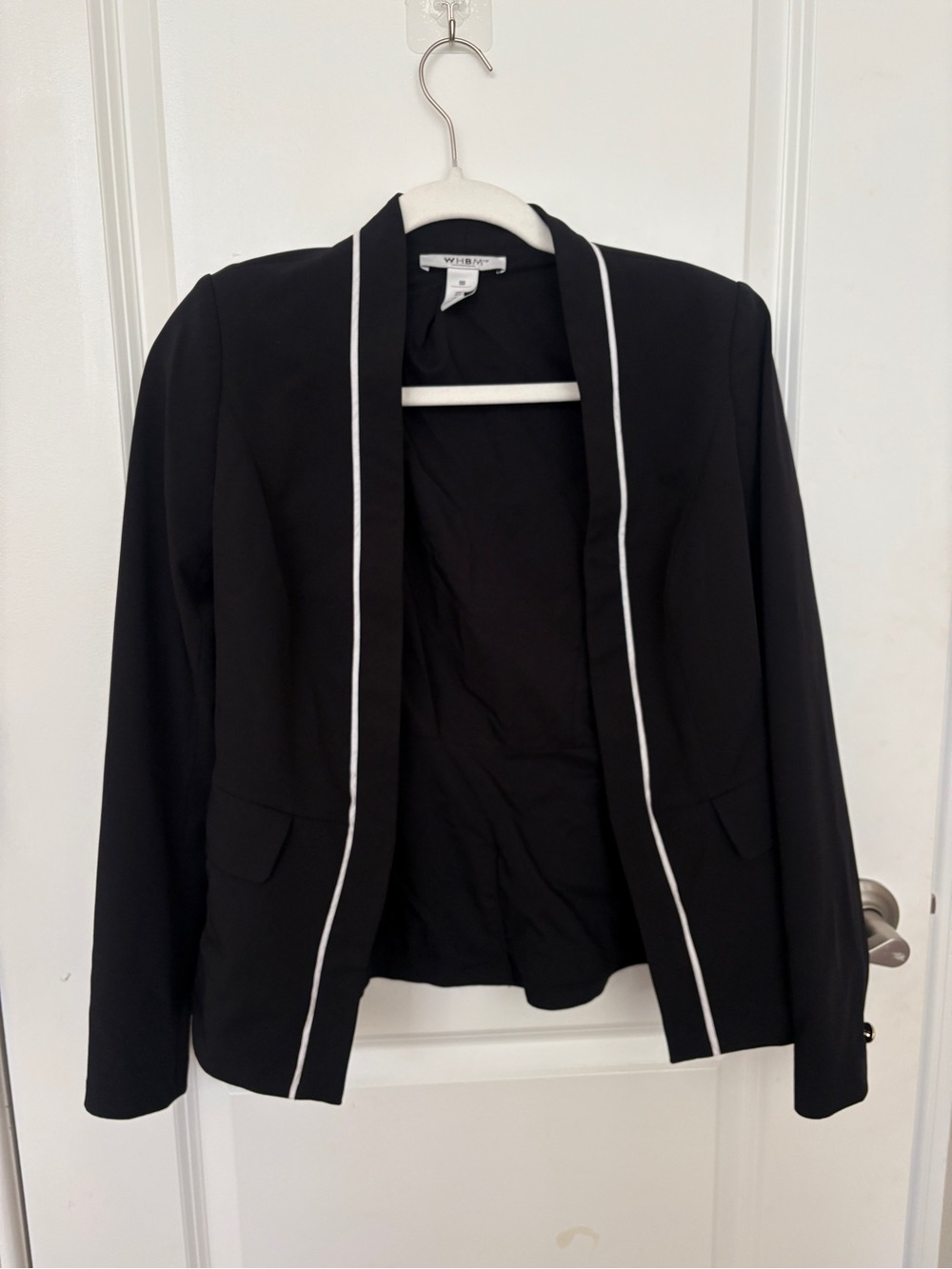 White House Black Market Black Blazer with White Piping